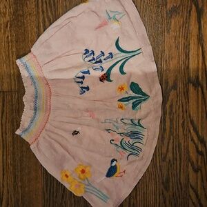 Mini Boden Light Pink Skirt with Floral Embroidery